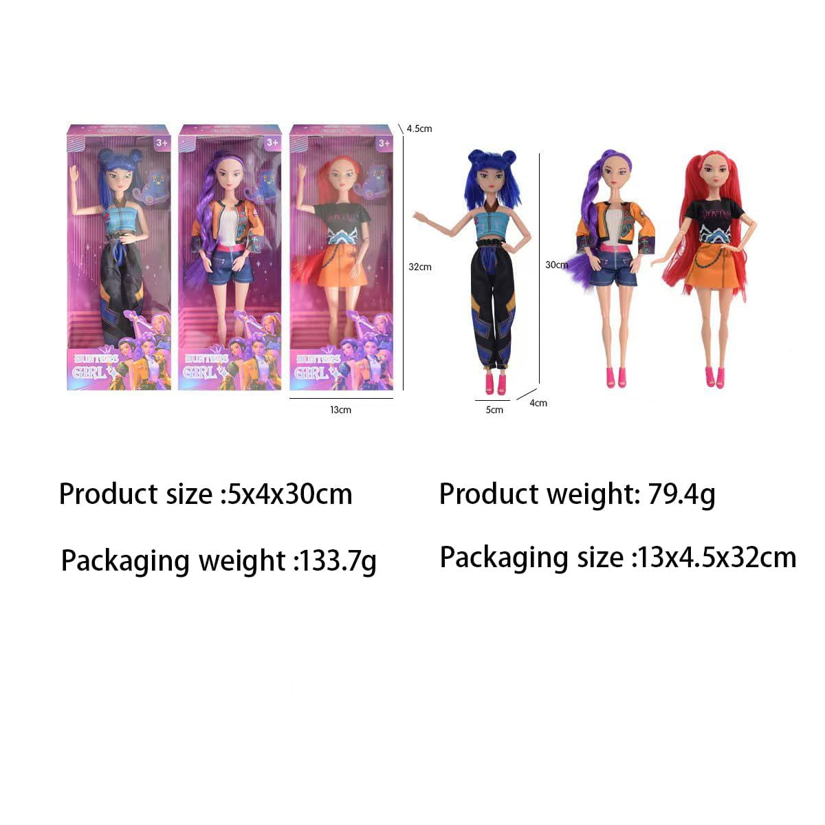 MFRMFR Demon Hunters 11.5'' Fashion Doll for,Articulated Girl Group Doll,Perfect Christmas and Birthdays Toy Gift for Girls Fans (003)