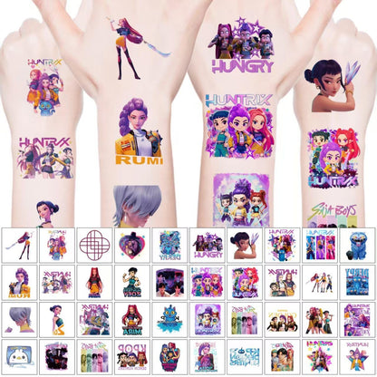 40pcs Sheets Kpop Demon Temporary Tattoos for Kids, Cartoon Kpop Hunters Birthday Party Favors Gifts for Girl Boys Home Activity Class Prizes Carnival Christmas Rewards