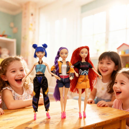 K-po Demon Hunters Toys Action Dolls Set, 3-Pack Poseable Dolls with Movable Joints, 11.5-inch Collectible Model Toys for Fans and Kids Game Gift