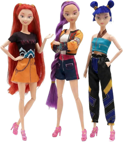 3-Pack Kpop Demon Hunters Toys Action Dolls Set, 11.5-inch Poseable Character Figurines Action Figures Merch, Collectible Toys for Kids & Teen Girls, for Grandkids & Stocking Stuffers