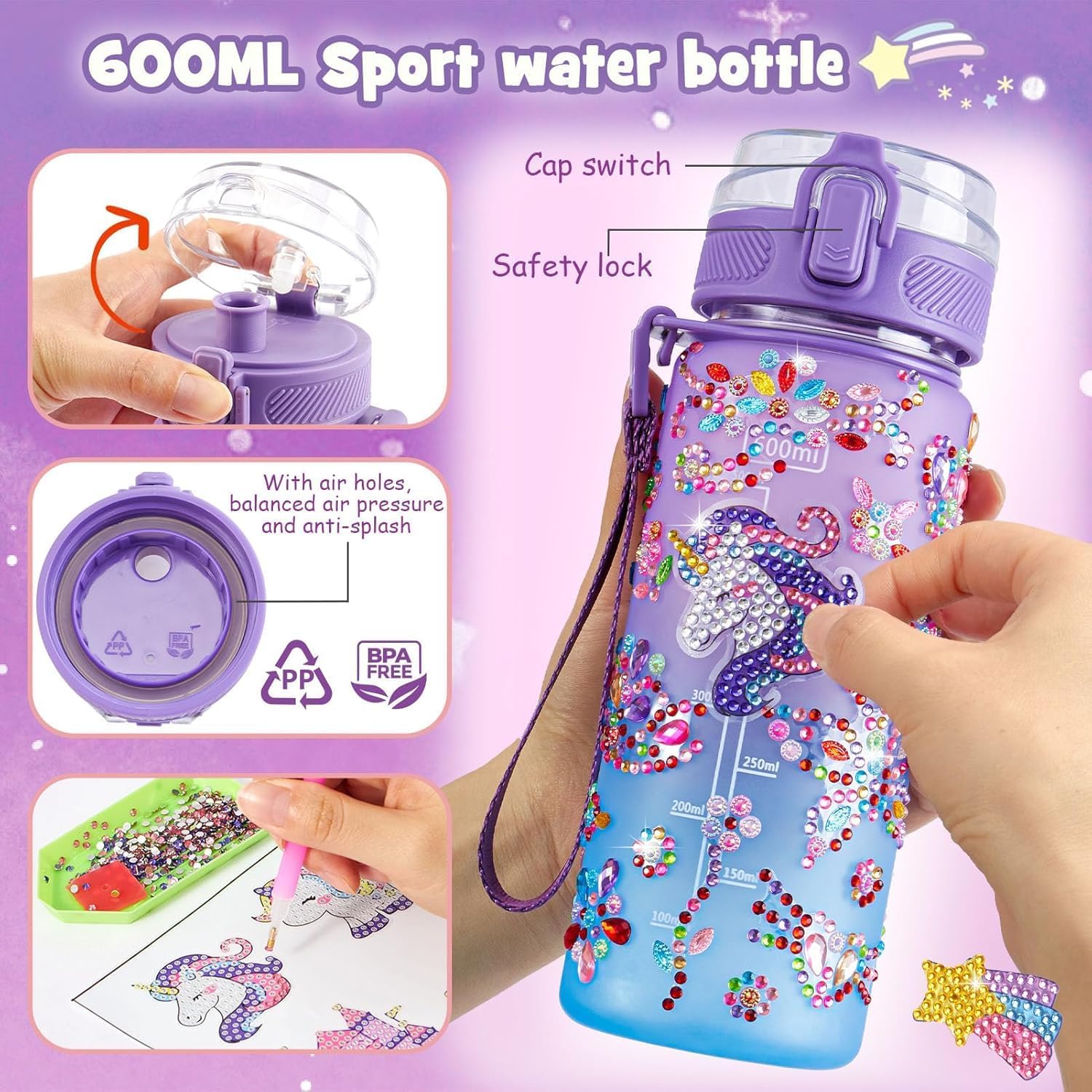 Unicorn Gift for Girls Toys with Kids Karaoke/Microphone/Headphone/DIY Water Bottle/Keychain/Bracelet/Comb, Christmas Birthday Gifts for Girls 3 4 5 6 7 8 9 10+ Year Old Girl Gift Unicorn Toys