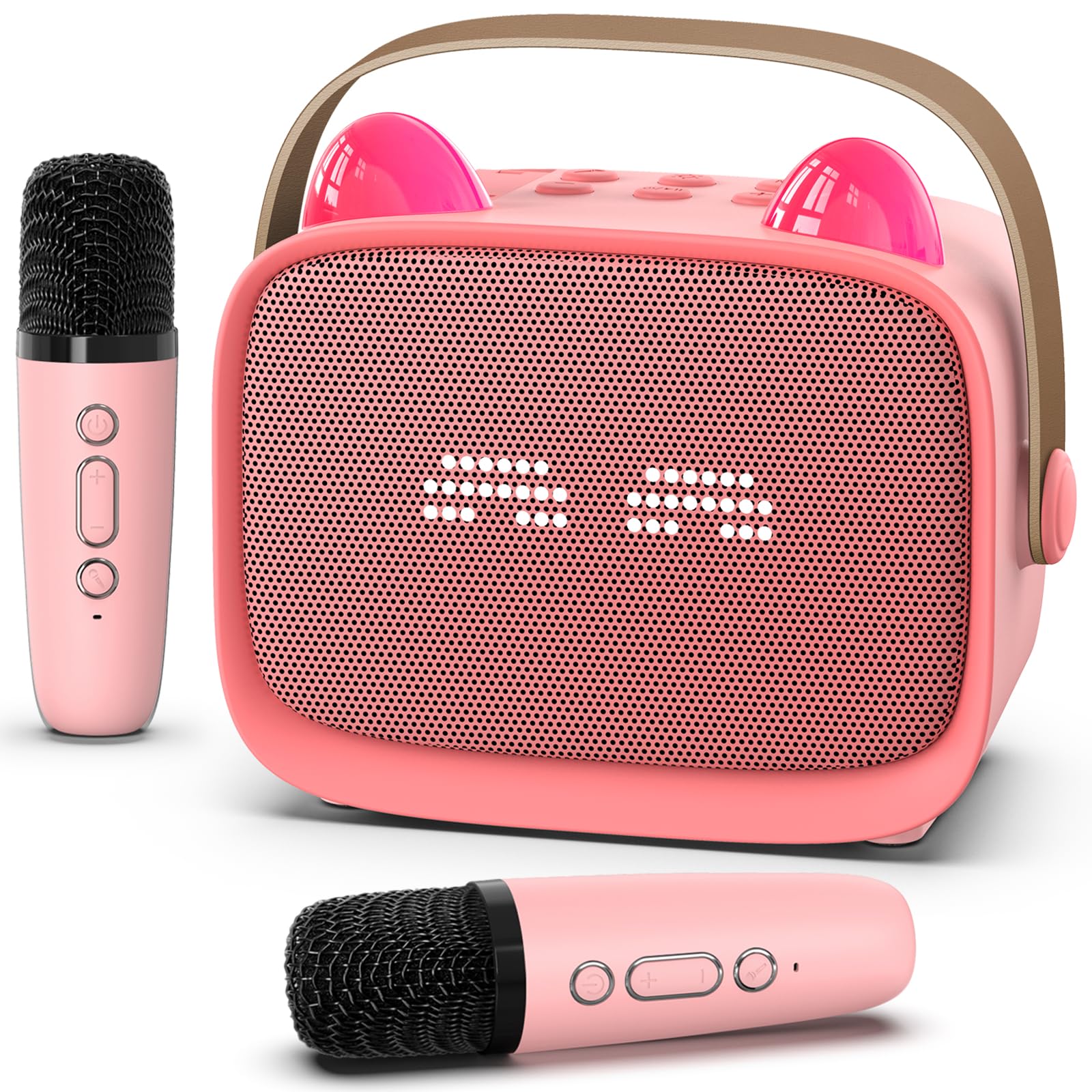 Mini Karaoke Machine Toys Gifts,Kids Portable MP3 Player with 2 Wireless Microphone and LED,Christmas Birthday Gifts for Girls Boys 3 4 5 6 7 8+ Year Old (Purple)